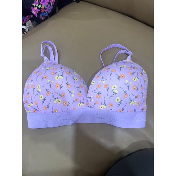 Love Pink Floral Lightly Lined Bra 32DD Purple & Pink With Adjustable Straps - Picture 1 of 4